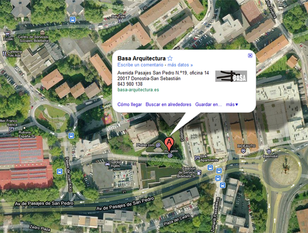 mapa accesible localización en mapa de basa, avenida de pasajes san pedro 19. oficina 14. 20017 Donostia-San Sebasti�n. 843 980 138